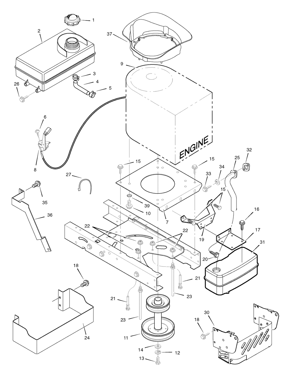 Engine Mount Diagram and Parts List for 7800277-385049X51 2008 Briggs and Stratton Lawn Tractor